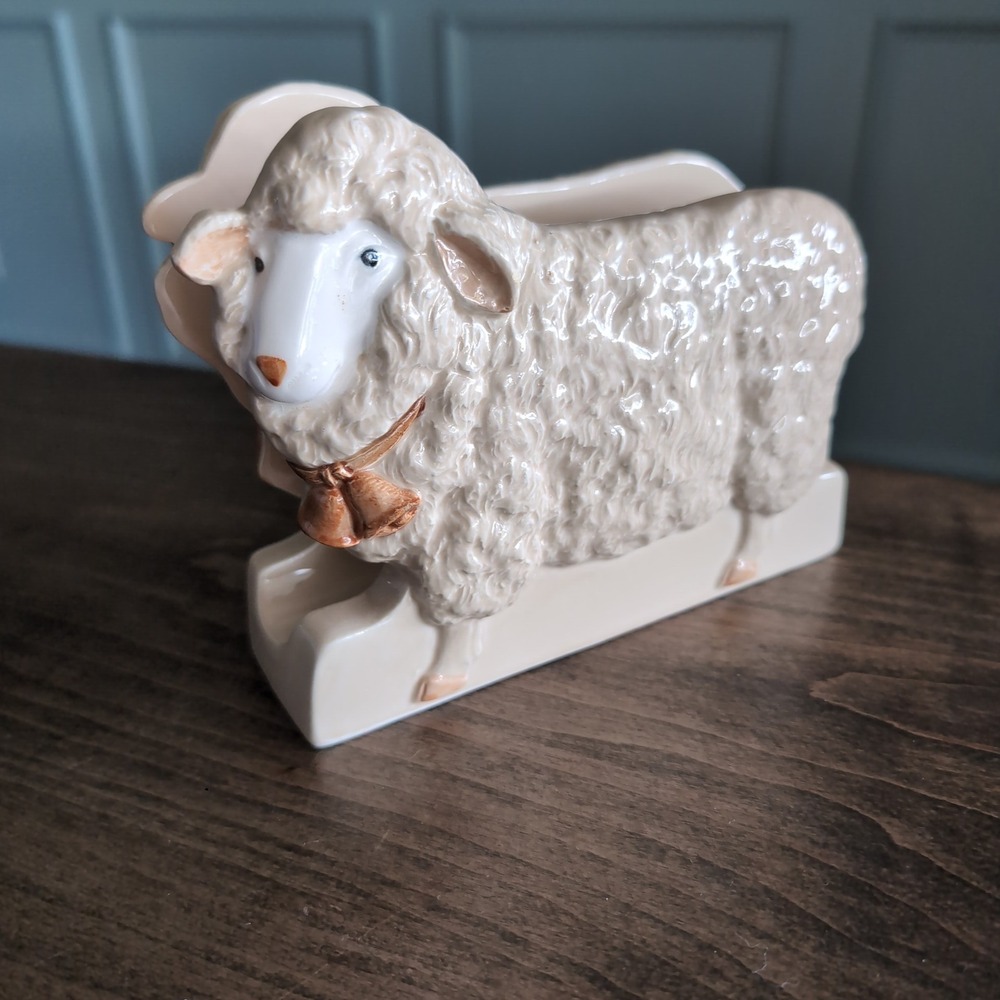 Vintage Otagiri Sheep Napkin Holder Letter Lamb Farmhouse Cottagecore Japan